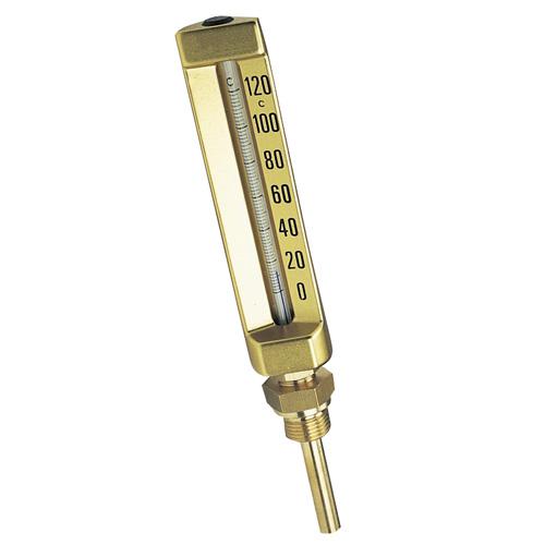 Thermomètre droit boîtier aluminium pour Chauffage 0-120°C L=63