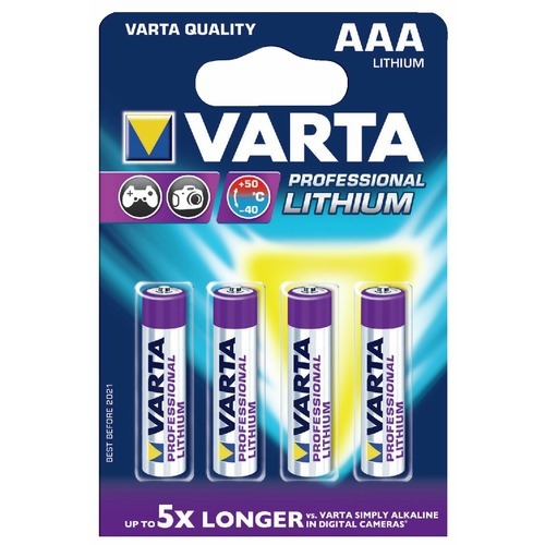 Pile lithium Varta LR03/AAA 1,5V - vendu par 4