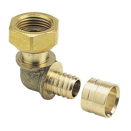 Coude PER Femelle à 90° Avec écrou Tournant - Raccord Rapide Pour Tubes PER 12x3/8" à 25x3/4" - Sertissage Facile - Pour Plomberie Chauffage Et Sanitaire