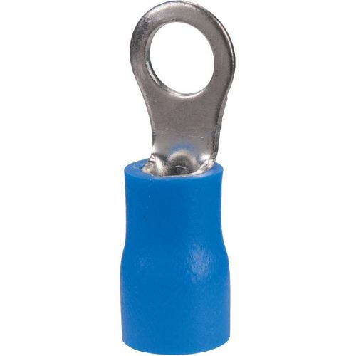 Cosse pré-isolée à plage ronde bleue section 1,5 à 2,5mm² Diam5,3mm ext. vendu par 10