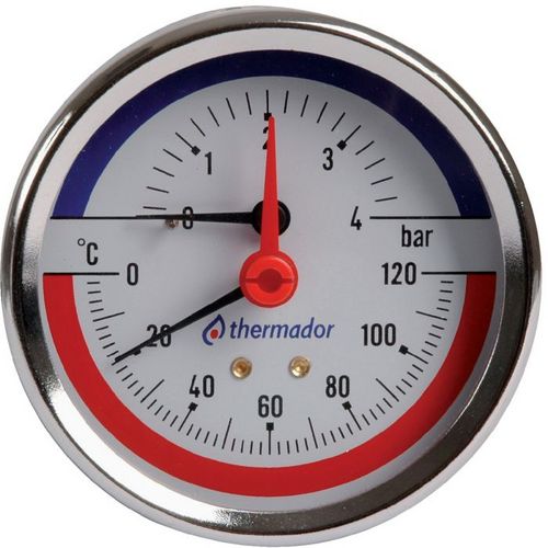 Mano-Thermomètre Axial Diam1/2'' 0-120°C L=35