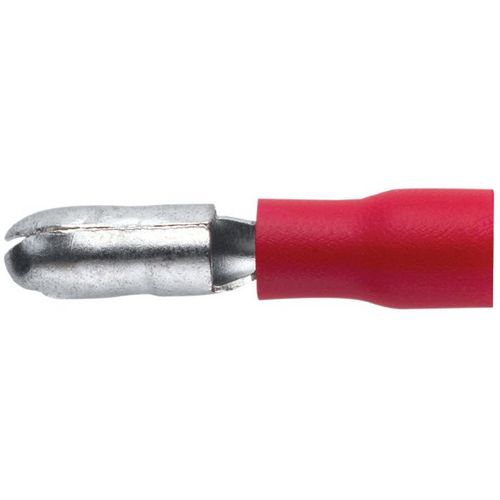 Fiche cylindrique rouge section 0,5 à 1,5mm² Diam4mm ext. vendu par 10