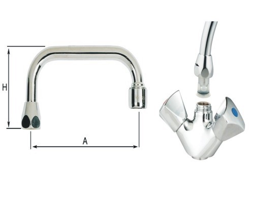 Bec dessus à portée plate Diam14 écrou 1/2 Lg 250 h 80