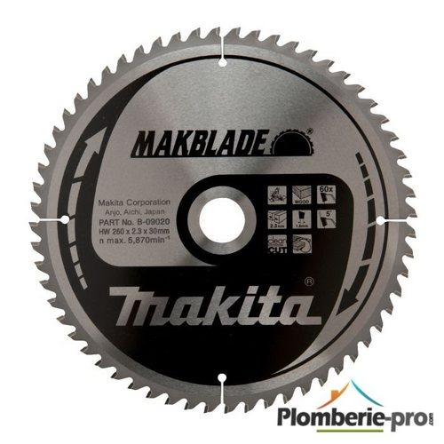 Lame Makblade 60 dents D=260 d=30 B=2,3