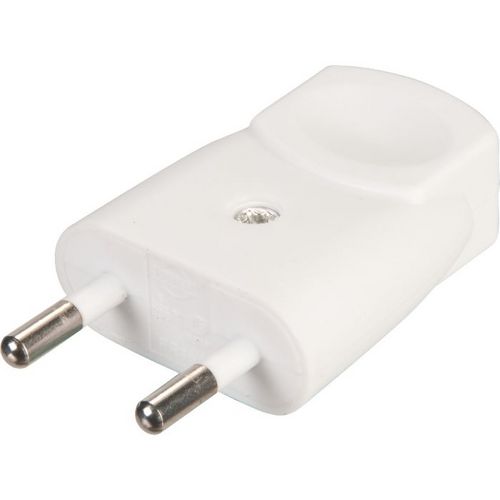 Fiche plastique 2P - 6A blanc section 0,75 NF