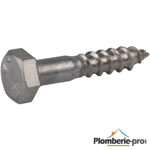Tirefond tête hexa Inox 6x50 - boîte de 50
