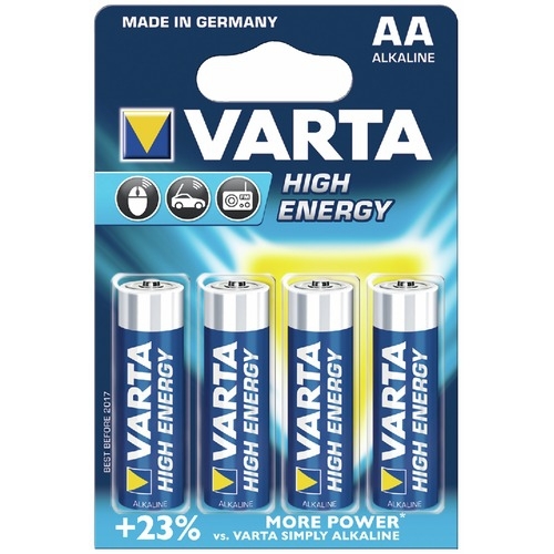 Pile Alcaline High Energy Varta LR06/AA 1,5V - vendu par 4