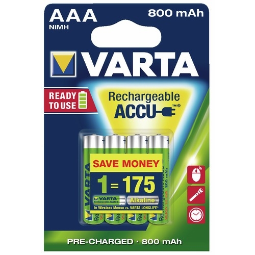 Accumulateur rechargeable Ni/MH Varta HR03-AAA 800mAh 1,2V - vendu par 4