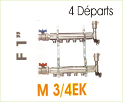Collecteur complet pour radiateur MF1'', 4 départs/arrivés M3/4EK.