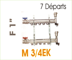 Collecteur complet pour radiateur MF1'', 7 départs/arrivés M3/4EK.