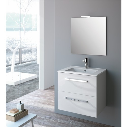 Meuble de salle de bain suspendu Studio Kit Comfort L=600 Blanc brillant