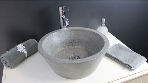 Vasque BLOOM gris ciment Diam40x15 Terrazzo