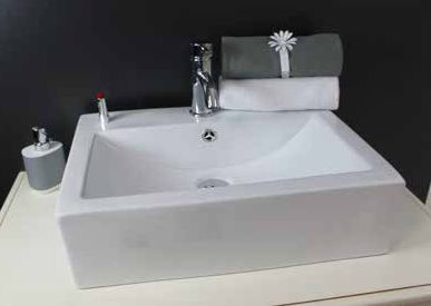 Vasque CUBIC blanc largeur 52x41,5cm céramique à poser