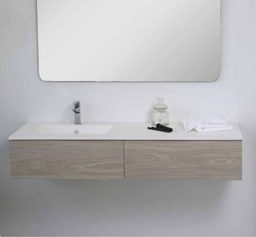 Meuble lavabo FINN bois gris largeur 140cm à suspendre