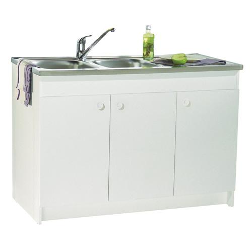 Meuble sous-évier 3 portes H820xP600xL1200 Decliq - vendu sans évier ni robinetterie