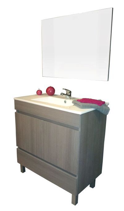 Meuble lavabo LANCELO gris foncé largeur 80cm à poser