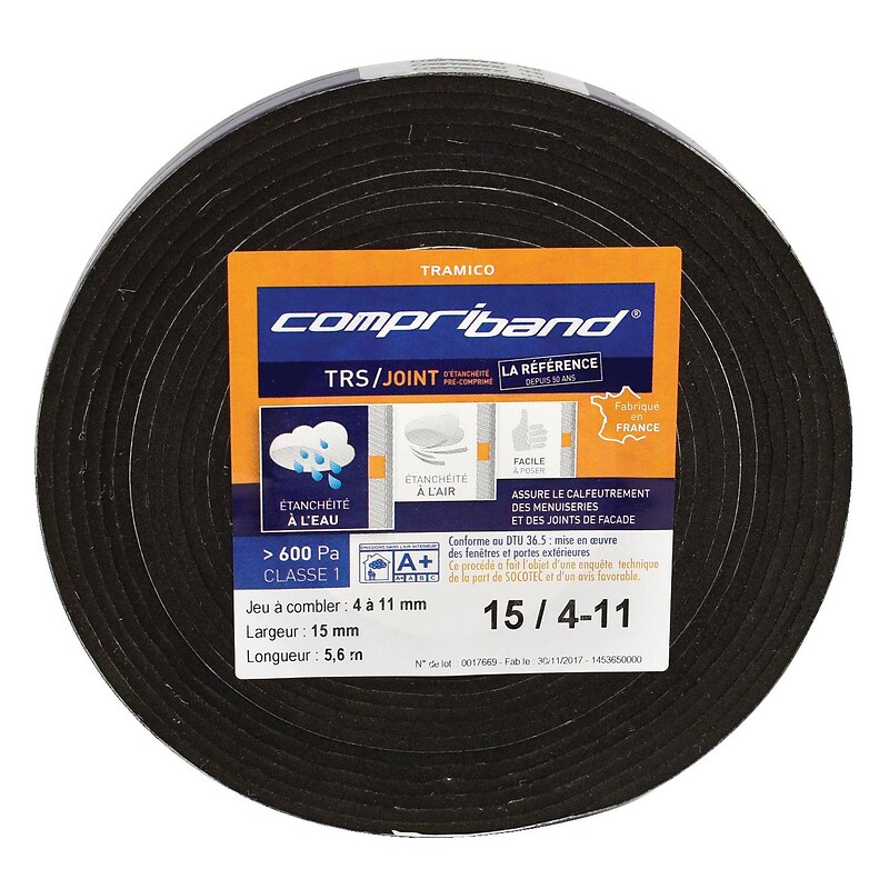 Joint Compriband PU TRS, largeur 20mm plage 3 à 7mm, L=8m